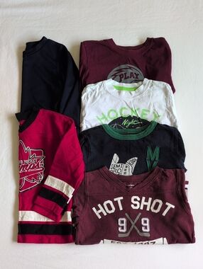 Lot of 6 Boys Sports Graphic Long Sleeve Shirts Hockey Football Joe Fresh 3T